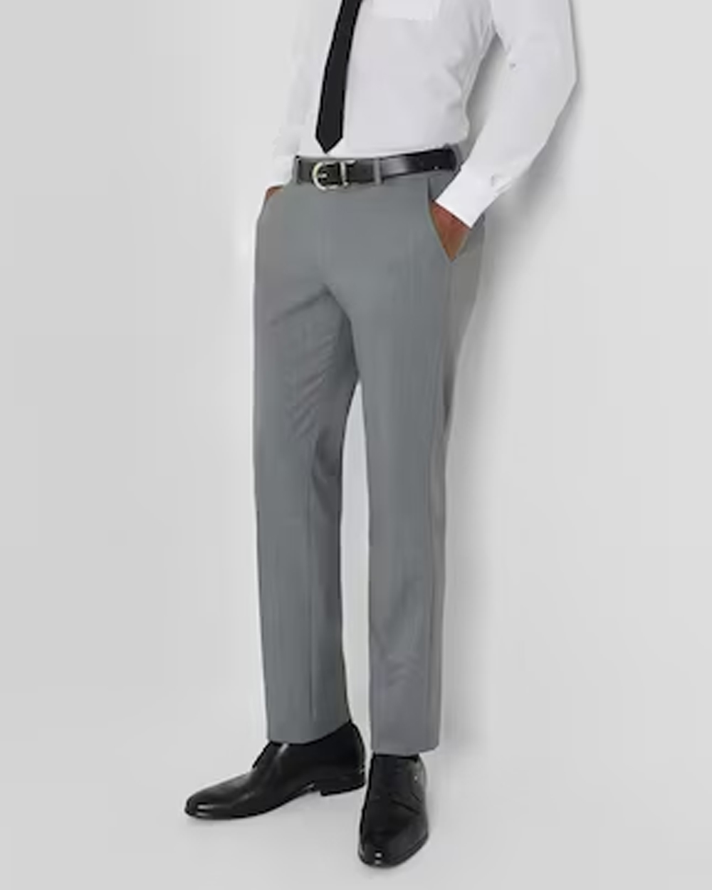 Men Navy Slim Fit Solid Formal Trousers